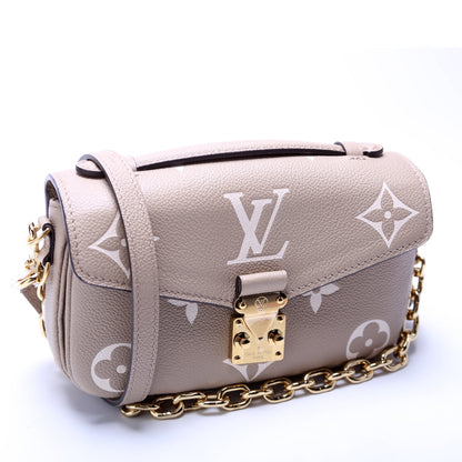 Pochette Metis East West Bicolor Empreinte Taupe