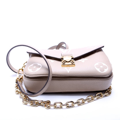 Pochette Metis East West Bicolor Empreinte Taupe