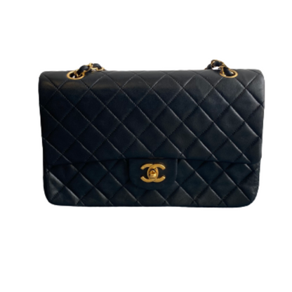 Chanel Black Leather Double flap shoulder Bag