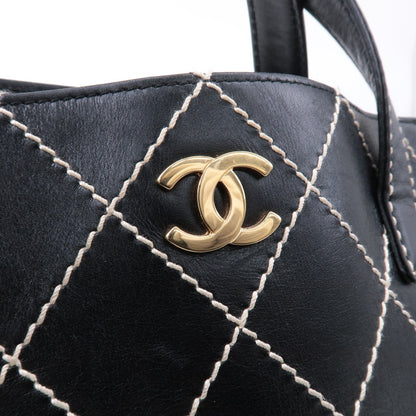 Chanel Wild Stich Matelasse Leather Tote Bag Black