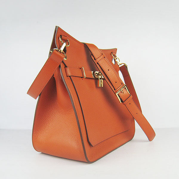 Hermes Leather Shoulder bag H6508 orange golden