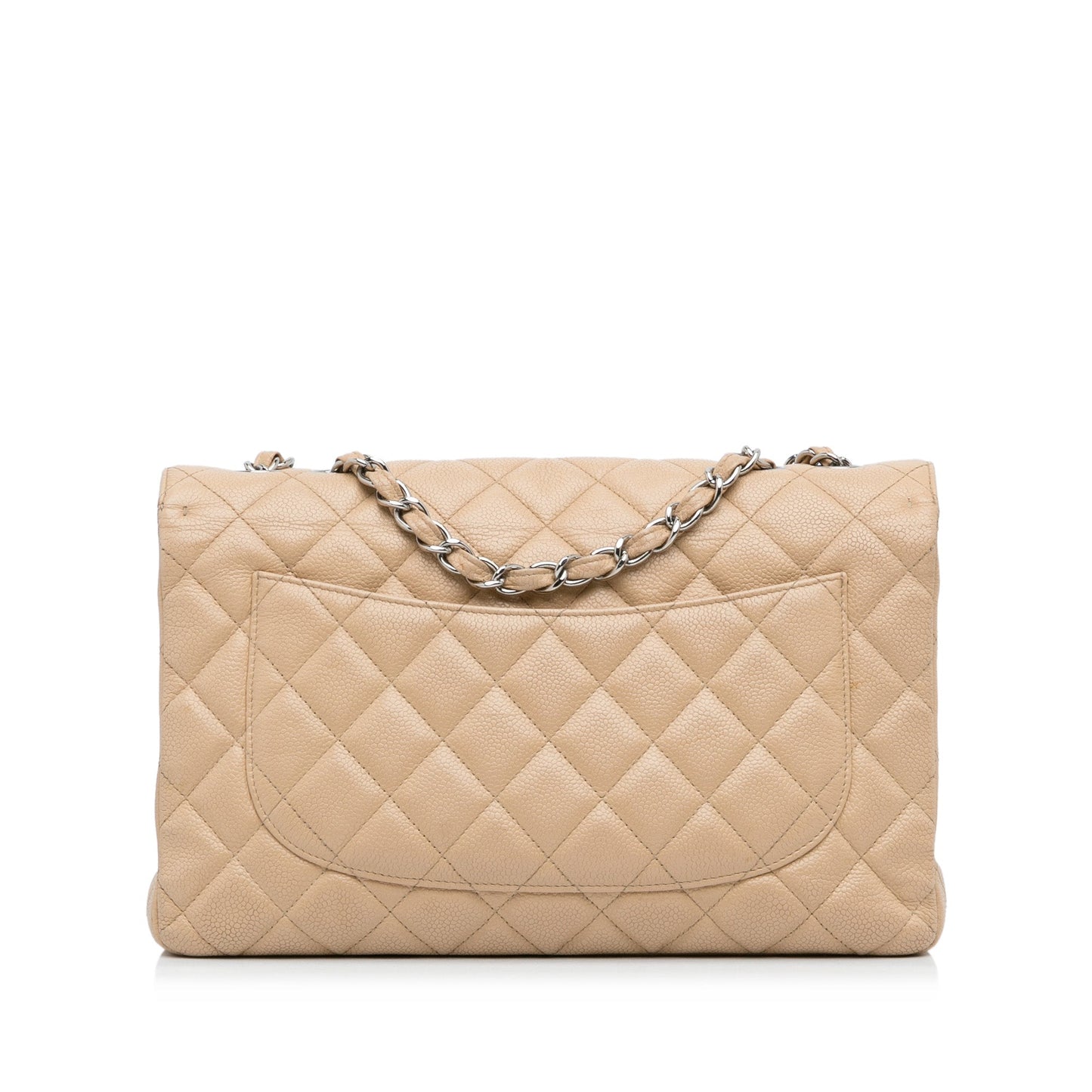 Chanel Classic Single Flap Jumbo Brown Caviar Silver