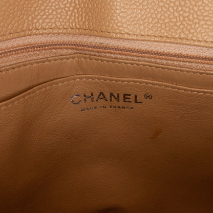 Chanel Classic Single Flap Jumbo Brown Caviar Silver