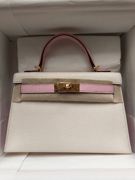 Hermes Mini Kelly  20cm HSS In Chèvre  mysore Nata with Rose Sakura