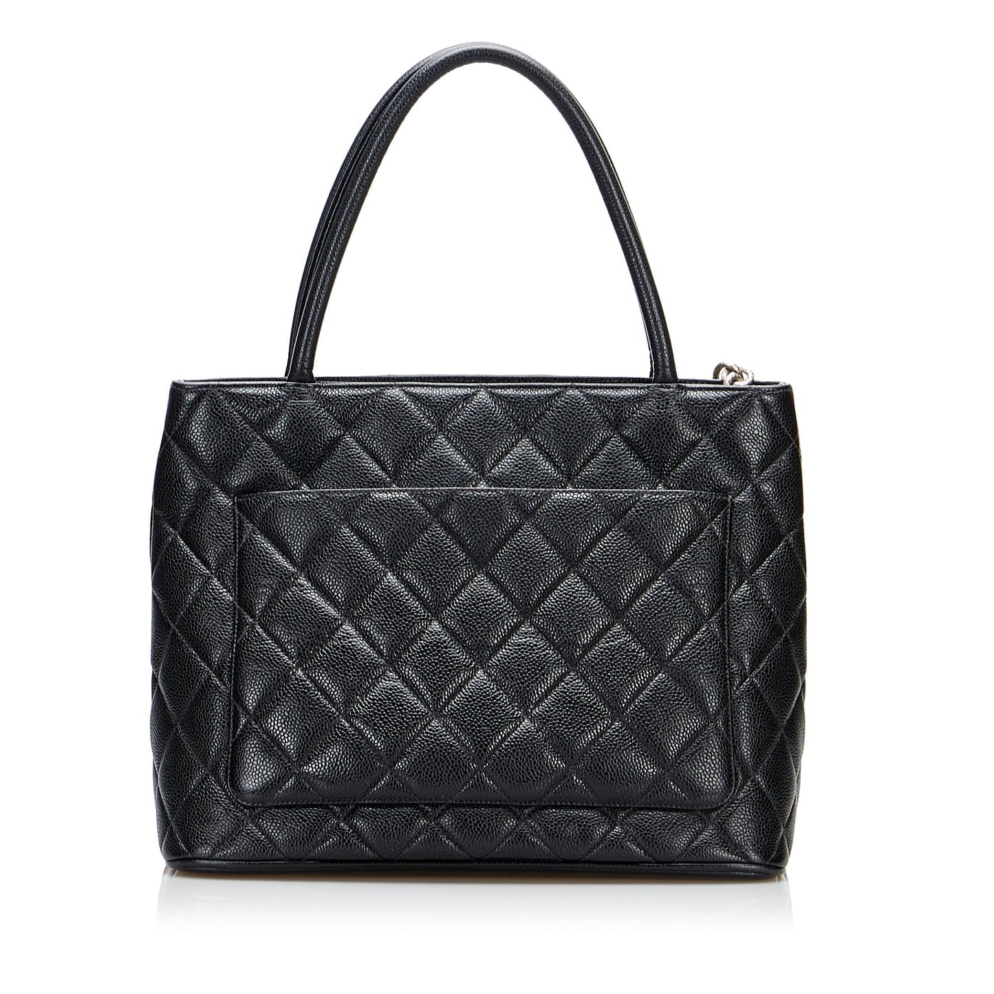 Chanel Medallion Tote Bag Black Caviar Silver