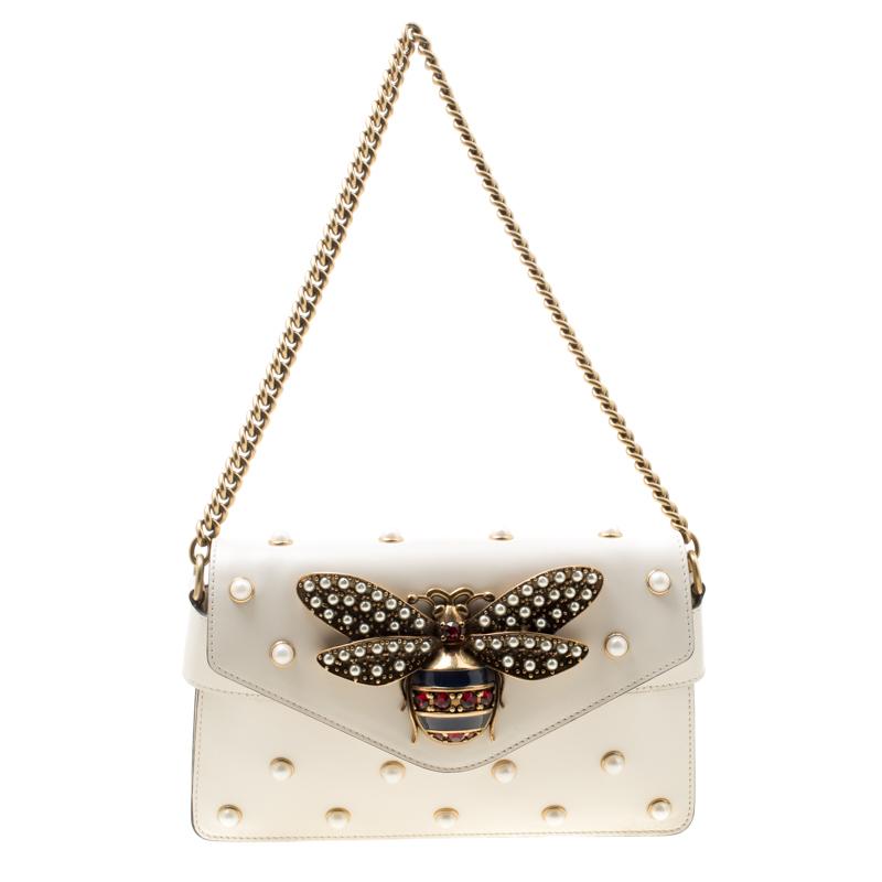 Gucci Broadway Leather Mini Bag White