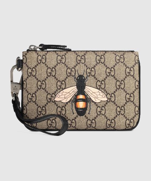 Gucci Bee Print GG Supreme Cellphone Pouch