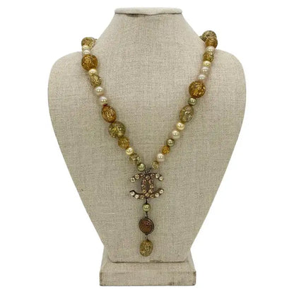 Vintage Chanel Rhinestone Beaded Pearl Necklace