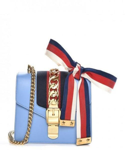 Gucci SyLouis Vuittonie Leather Mini Chain Bag Light Blue