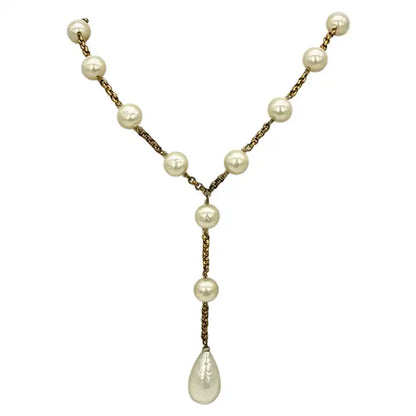 Vintage Chanel Pearl Y Lariat Necklace