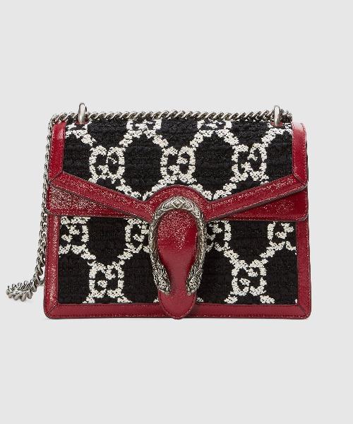 Gucci Dionysus GG Tweed Small Shoulder Bag White/Black