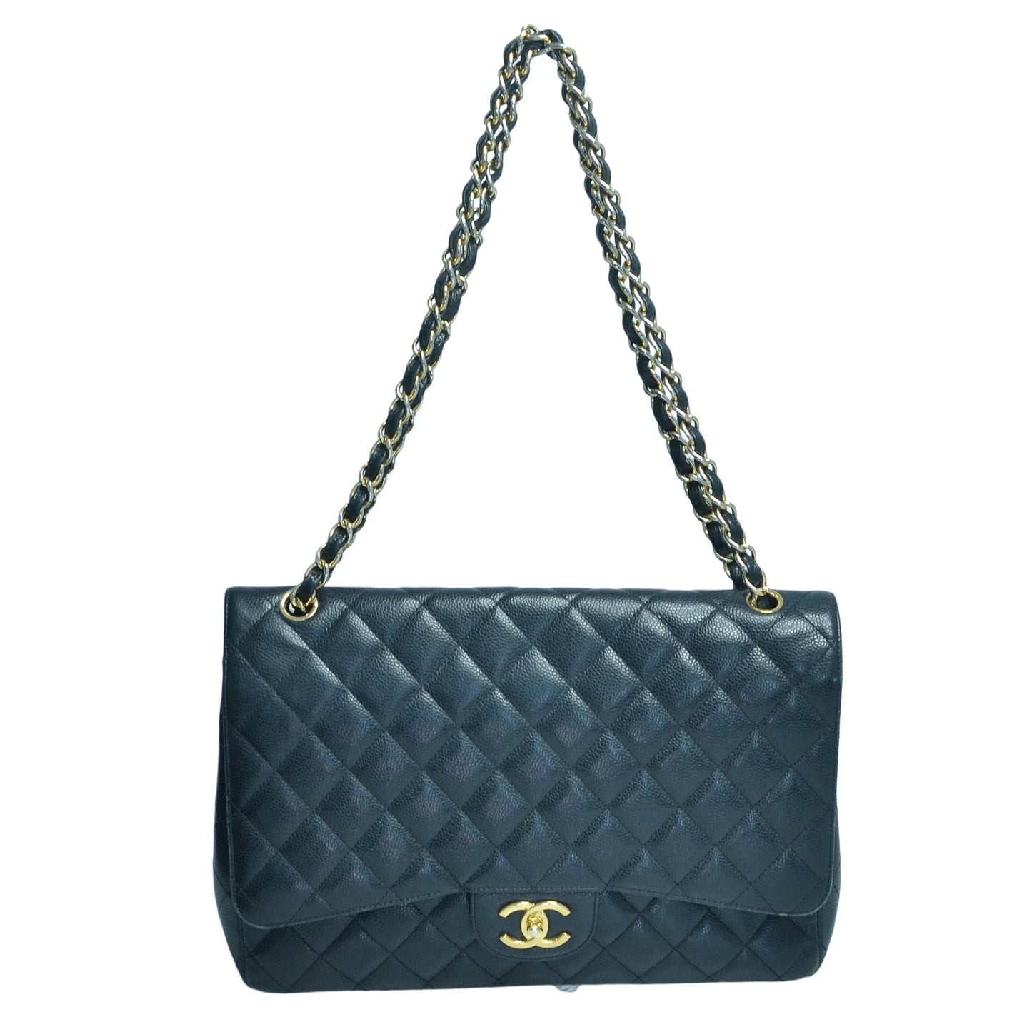 Chanel Black Quilted Classic Maxi Double Flap Bag w/ GHW