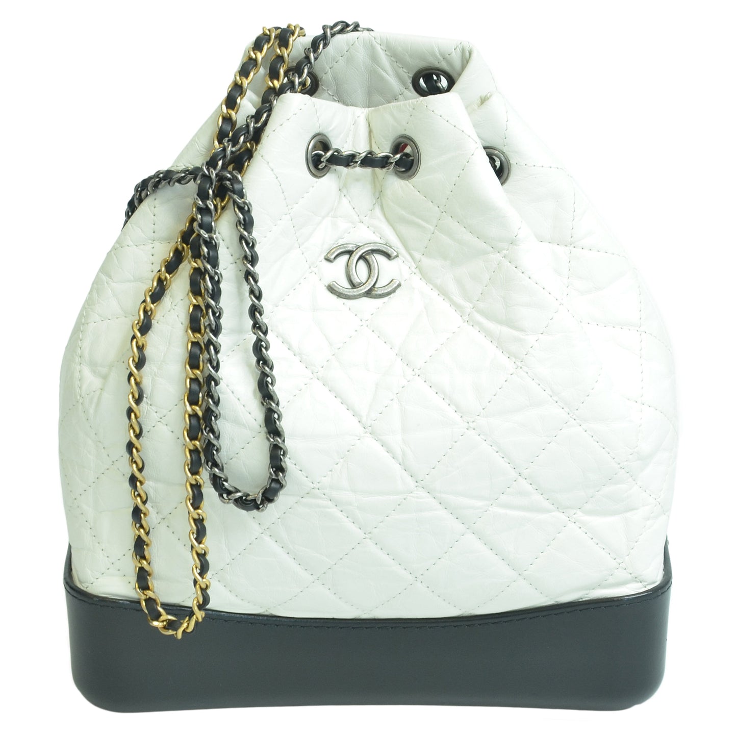 Chanel White/Black Quilted Gabrielle Back Pack