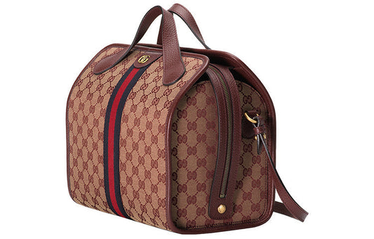 (WMNS) GUCCI Logo Stripe Webbing Canvas Large Capacity travel handbag  / Red Classic 565224-9Y9MT-9864