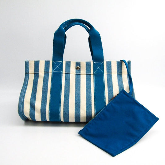 Hermes Blue and White Canvas Cannes MM Tote (SHA16580)