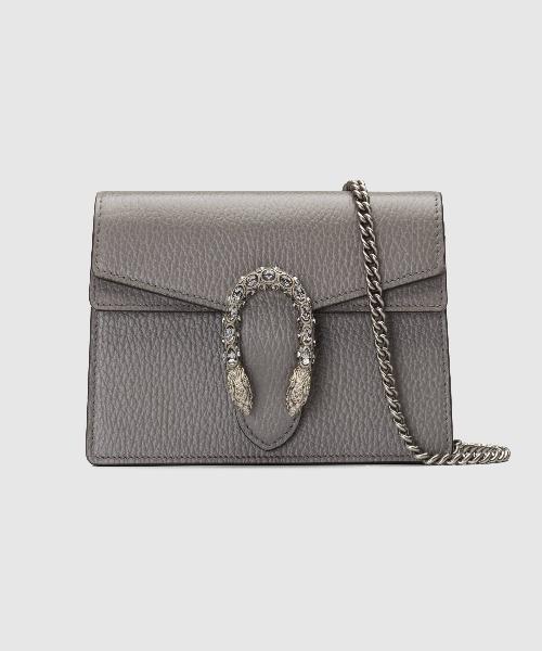 Gucci Dionysus Leather Super Mini Bag Grey