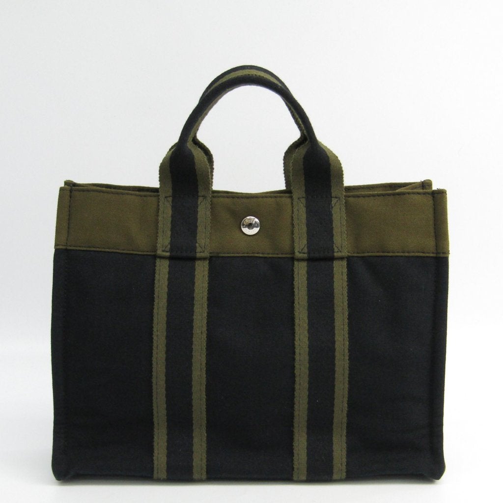 Hermes Black Khaki Canvas Fourre Tout PM Tote (SHA11219)