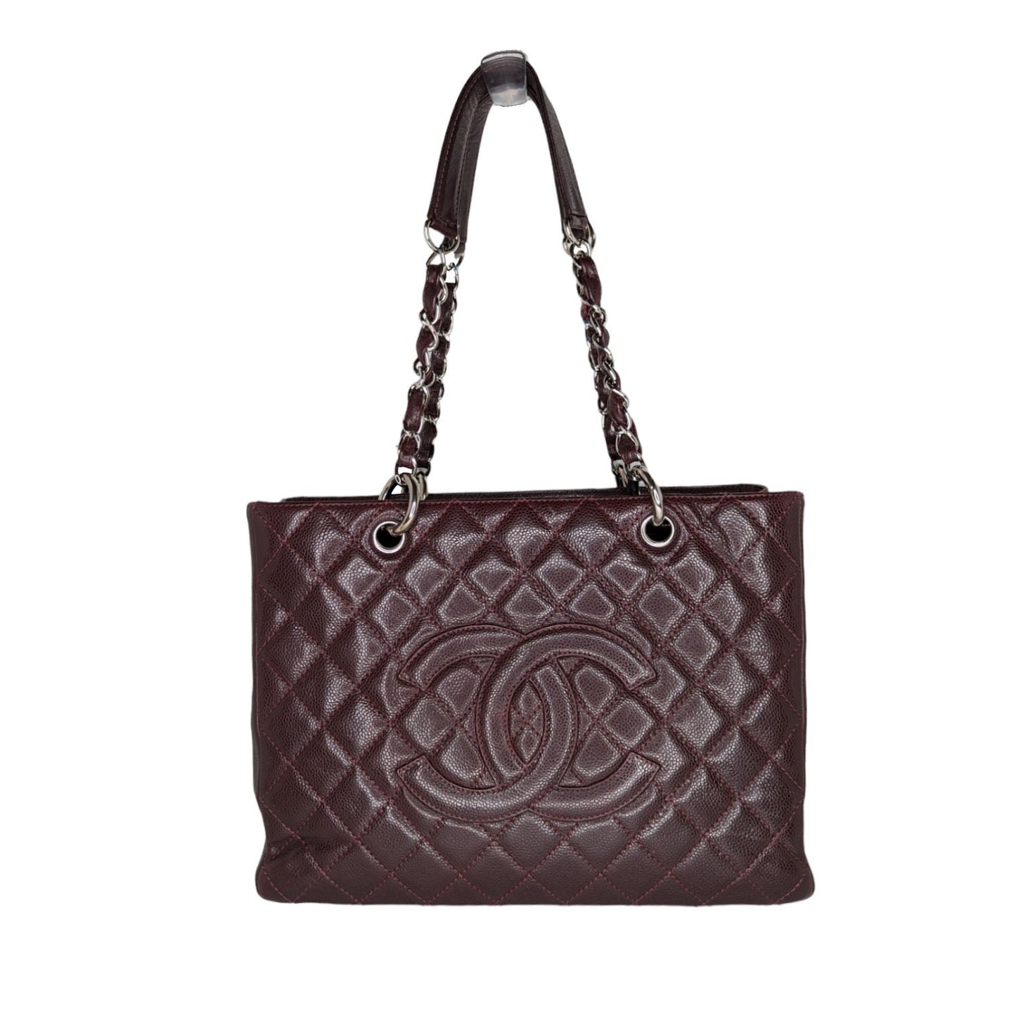 Chanel Burgundy Quilted Caviar Grand Shopping Tote GST