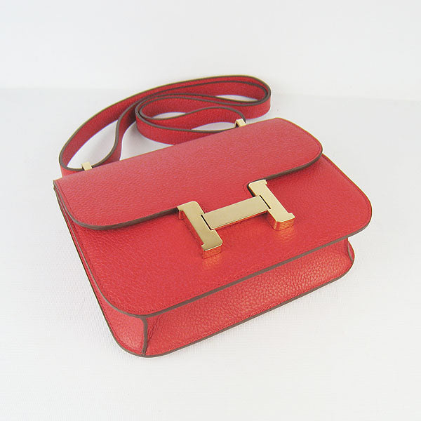 Hermes Constance Cowskin Leather Bag H017 red golden