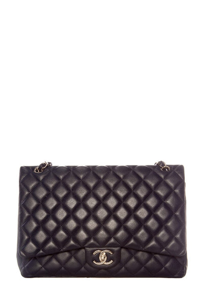 Chanel Midnight  Double Flap Caviar Maxi SHW HandBag