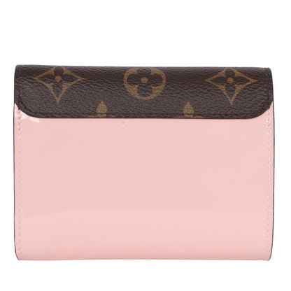 Patent Calfskin Monogram Cherrywood Compact Wallet Rose Ballerine( )