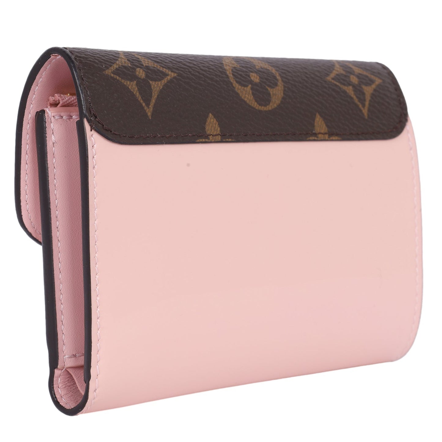 Patent Calfskin Monogram Cherrywood Compact Wallet Rose Ballerine( )