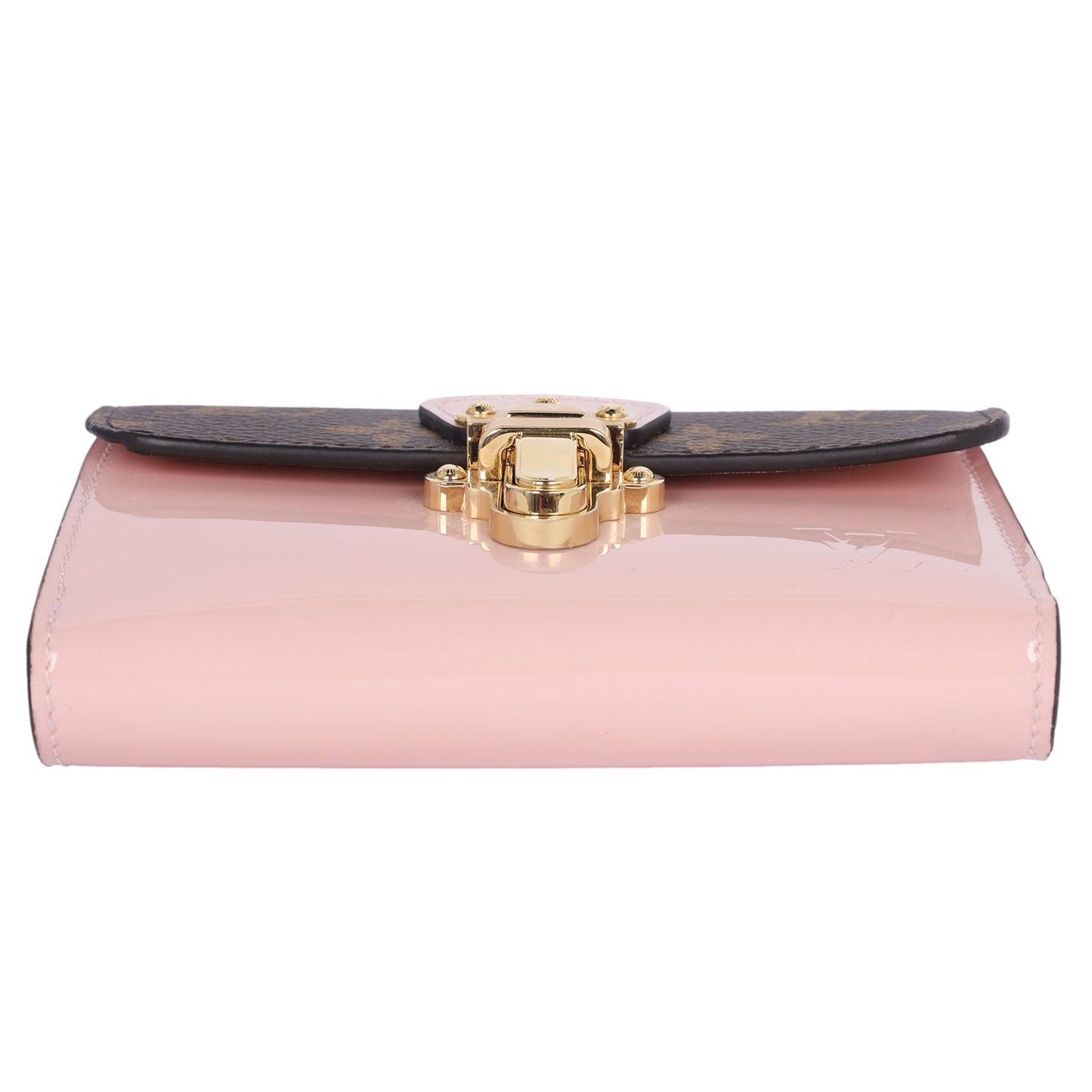 Patent Calfskin Monogram Cherrywood Compact Wallet Rose Ballerine( )