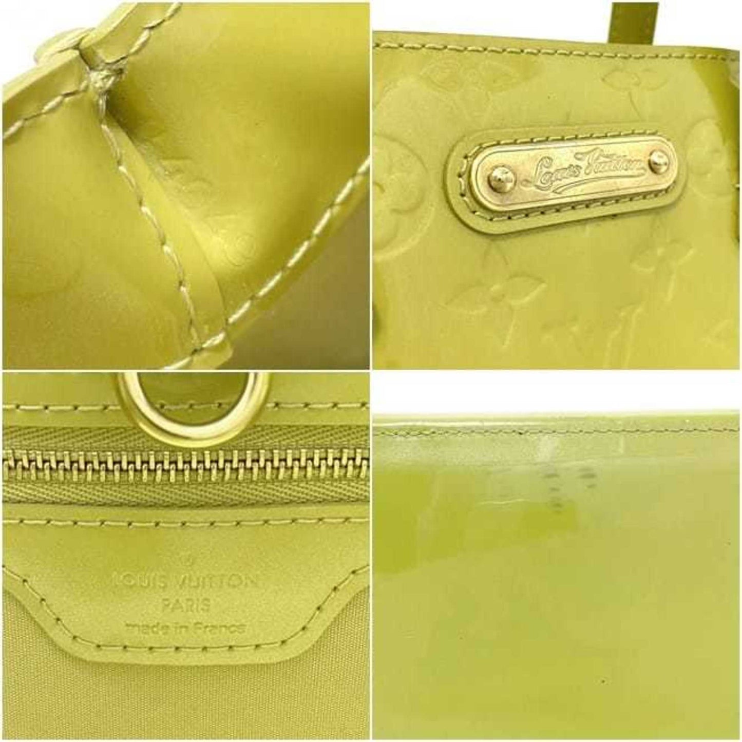 Louis Vuitton  Handbag Wilshire PM Yellow Green Monogram Vernis M91643 Patent Leather M049  Embossed Enamel LV