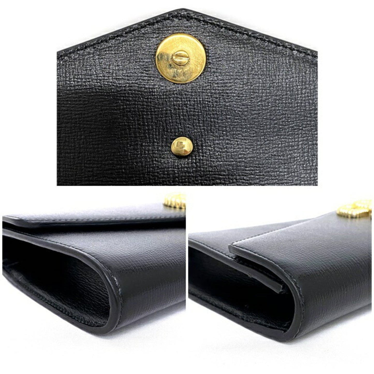 Gucci Clutch Bag Black Gold Broadway 594101-Bag Coated Leather GUCCI GG Marmont Ladies Flap