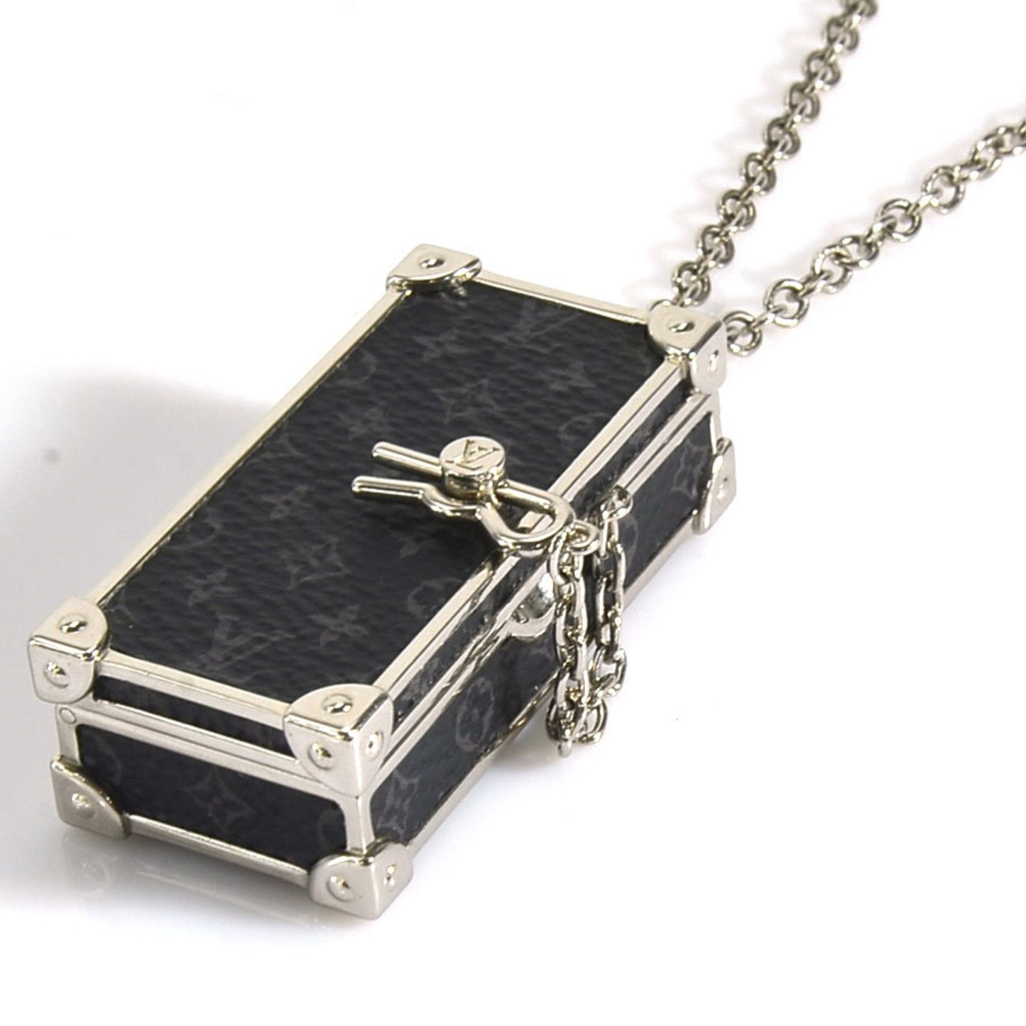 Louis Vuitton  Necklace Monogram Eclipse Collier DJ Trunk Metal Black x Silver Men's M68876 h29500g