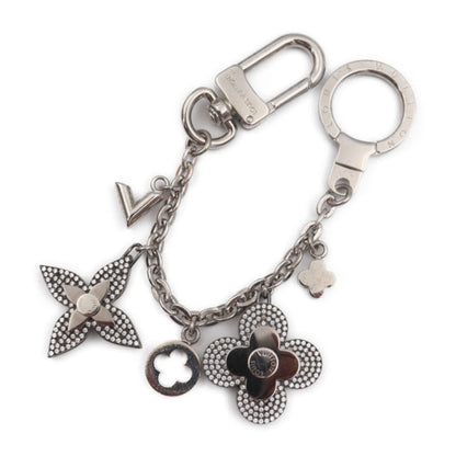 Louis Vuitton  bijoux sack shenne key holder M64266 metal rhinestone silver Bag charm ring monogram flower