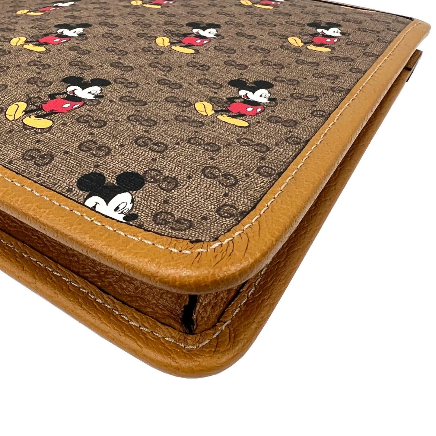 GUCCI Clutch Bag Disney Collaboration GG Supreme Mickey Brown 602552 Leather PVC Men's