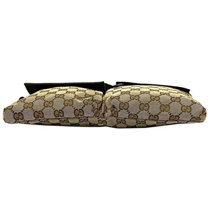 Gucci Body Bag Beige Brown GG Canvas 28566 002058 Waist Pouch Leather Gucci Belt Velcro Women's Men's