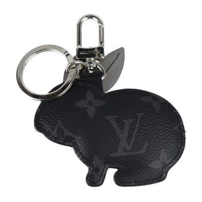 Louis Vuitton  Portocre Animal Rabbit Keychain M63224 Monogram Eclipse Leather Black Gray Silver Metal Fittings Key Ring Bag Charm