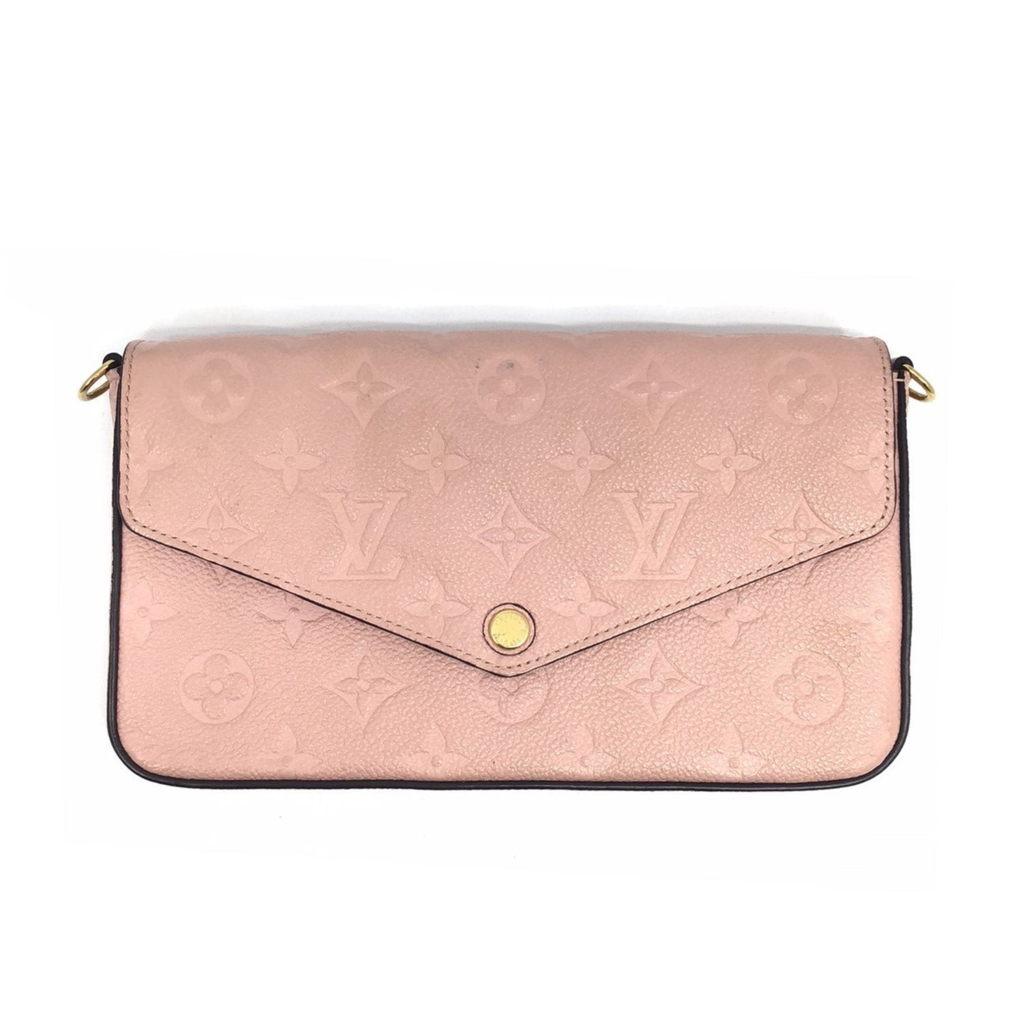 Louis Vuitton  Monogram Implant Pochette Felicie M67856 Chain Wallet Bag Pink G Hardware Gold Rose Ballerine Women's