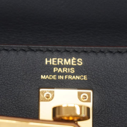 Hermes 2way Bag Kelly 25 Colormatic U Engraved Swift Blue/Black/Chai/Etoupe/Gold Gold metal