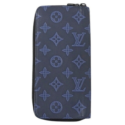 Louis Vuitton  Wallet Monogram Shadow Men's Long Zippy Vertical Navy Blue M80423 Round