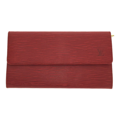 Louis Vuitton  Pochette Porto Mone Credit M63577 Epi Leather Red Gold Metal Fittings Bifold Long Wallet Women's