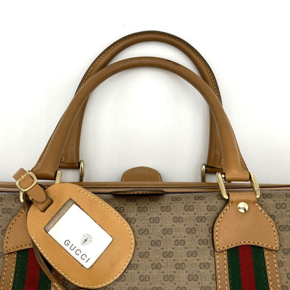 Gucci Boston Bag Travel Micro GG Sherry Line Beige Brown PVC Leather Women's Men's 012 122