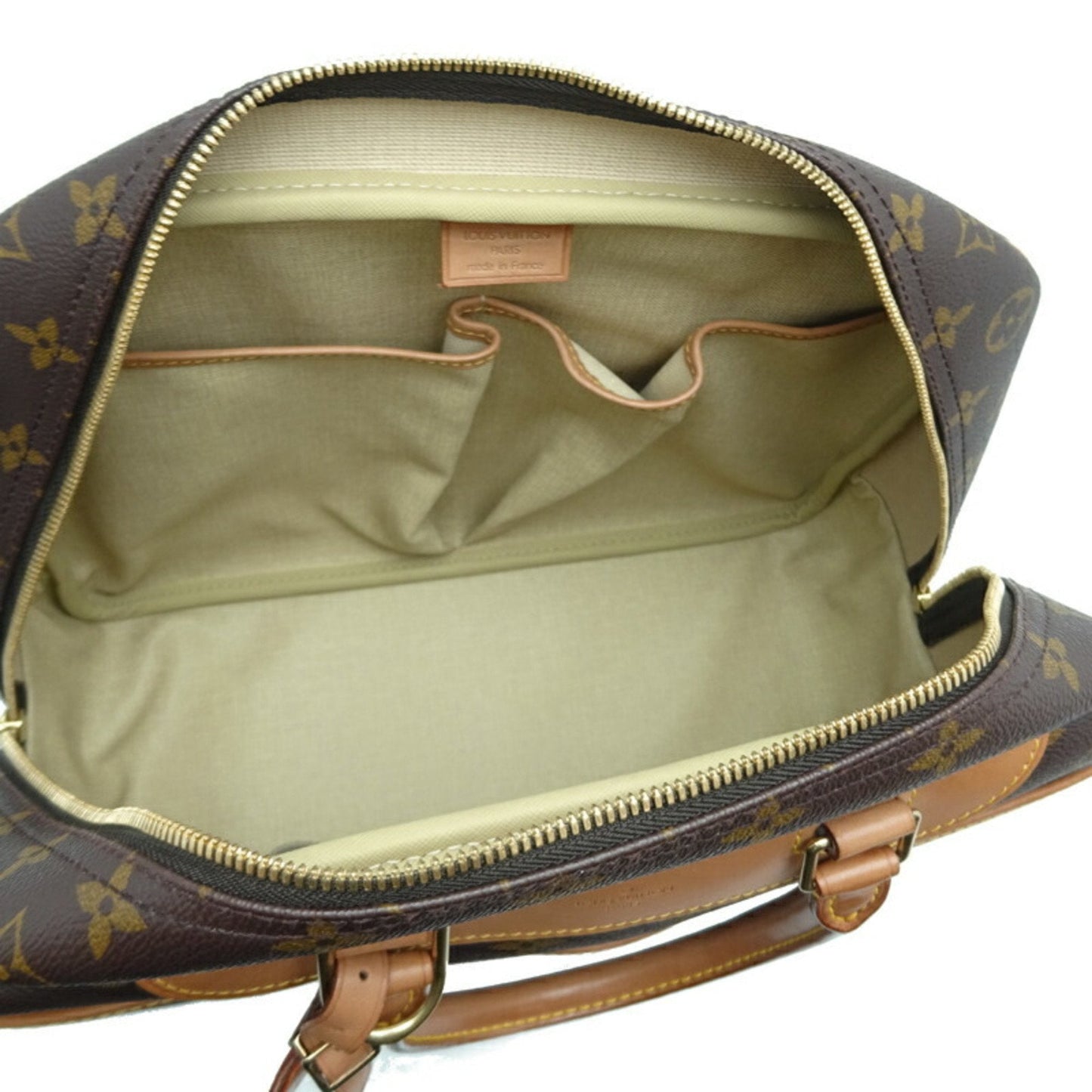 LOUIS VUITTON Deauville [Bowling Vanity] Women's Handbag M47270 Monogram Ebene [Brown]