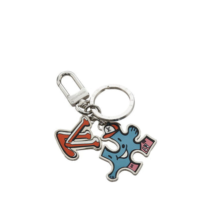 Louis Vuitton  Porto Cle puzzle Bag charm key holder ring MP3453 silver multicolor metal leather ladies