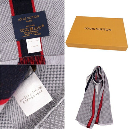 Louis Vuitton  muffler stole Echarpe Damier LV wool 100% ladies gray