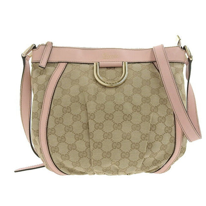 Gucci Bag Ladies Shoulder Pochette Abbey Line GG Canvas 203257 Beige Brown Pink