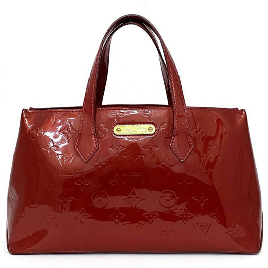 Louis Vuitton  Handbag Wilshire PM Red Pom Damour Monogram Verni M93642 Bag Enamel Patent Leather ** 4049 Louis Vuitton  Plate Ladies Tote LV Gold