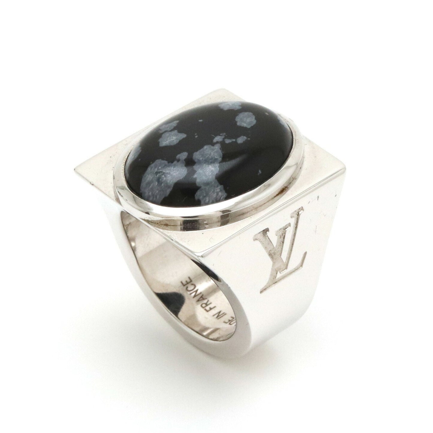 Louis Vuitton  Chevalier Snow Flow Ring SV925 Silver Obsidian #13 No. 13 M64903