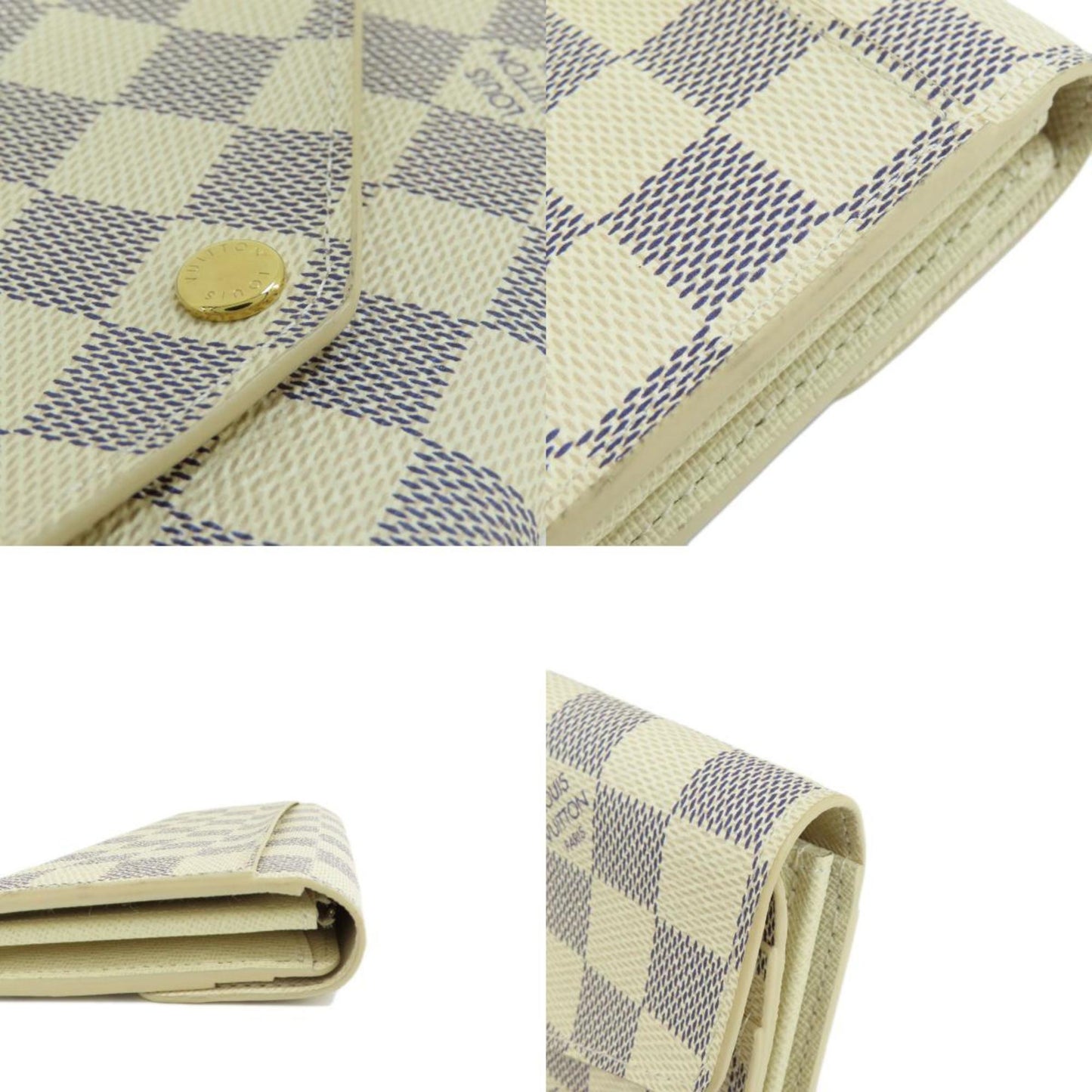 Louis Vuitton  N63208 Portefeuille Sarah Damier Azur Long Wallet Canvas Women's