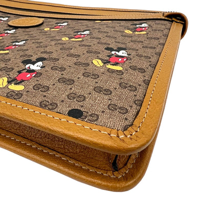 GUCCI Clutch Bag Disney Collaboration GG Supreme Mickey Brown 602552 Leather PVC Men's