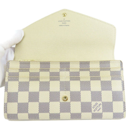 Louis Vuitton  N63208 Portefeuille Sarah Damier Azur Long Wallet Canvas Women's