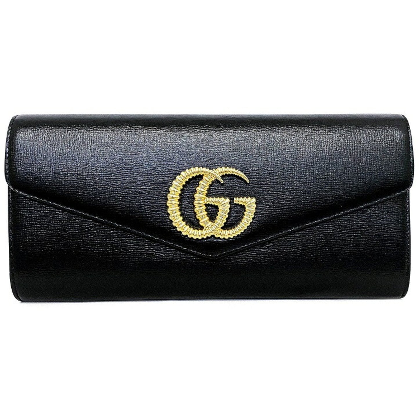 Gucci Clutch Bag Black Gold Broadway 594101-Bag Coated Leather Gucci GG Marmont Ladies Flap