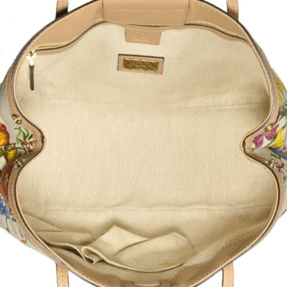 Gucci Flora canvas leather tote Bag beige handBag 358470 day landing 50th anniversary